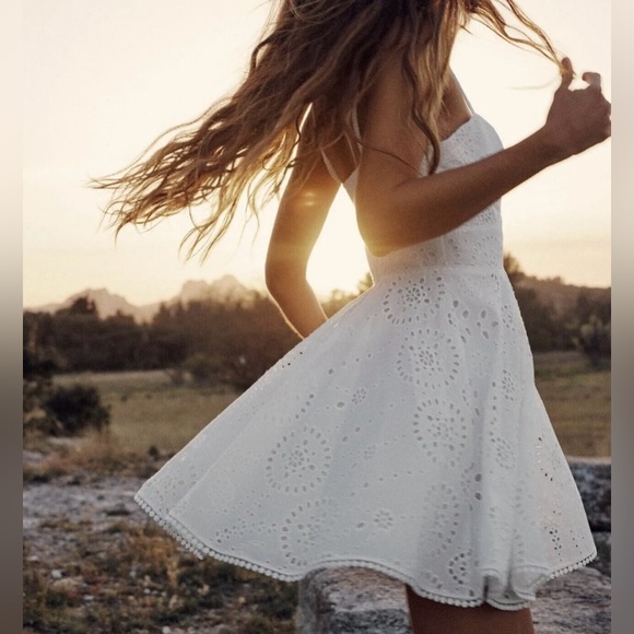 Zara mini dress Crochet Embroidered openwork boho sundress summer - Picture 16 of 16